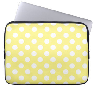 Funda Para Portátil Puntos de polka blanco sobre amarillo limón
