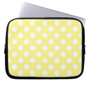Funda Para Portátil Puntos de polka blanco sobre amarillo limón
