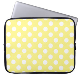 Funda Para Portátil Puntos de polka blanco sobre amarillo limón