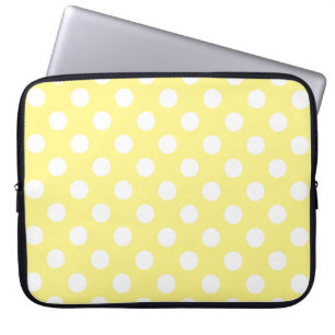 Funda Para Portátil Puntos de polka blanco sobre amarillo limón