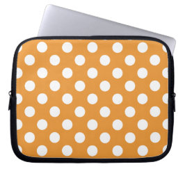 Funda Para Portátil Puntos de polka blanco sobre ámbar