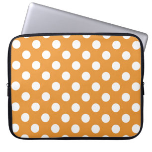 Funda Para Portátil Puntos de polka blanco sobre ámbar