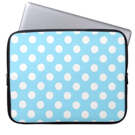Funda Para Portátil Puntos de polka blanco sobre azul pálido