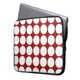 Funda Para Portátil Puntos de Polka Blanco sobre el rojo
