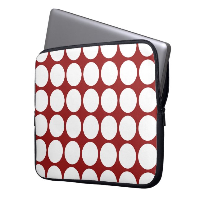 Funda Para Portátil Puntos de Polka Blanco sobre el rojo (Anverso izquierdo)