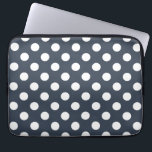 Funda Para Portátil Puntos de polka blanco sobre gris azul<br><div class="desc">Puntos de polka blanco sobre gris azul</div>