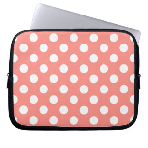 Funda Para Portátil Puntos de polka blanco sobre melocotón