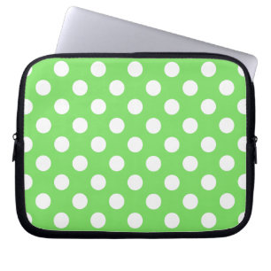 Funda Para Portátil Puntos de polka blanco sobre verde manzana