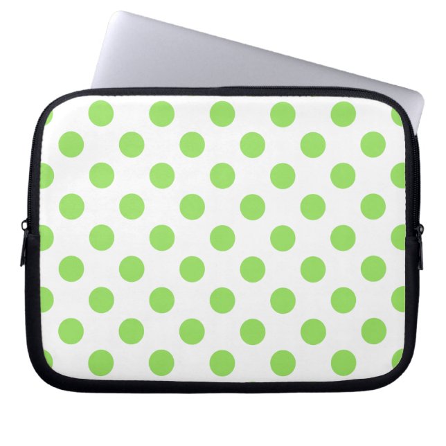 Funda Para Portátil Puntos de polka blanco y limón (Frente)