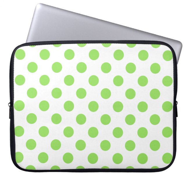 Funda Para Portátil Puntos de polka blanco y limón (Frente)