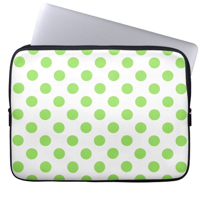 Funda Para Portátil Puntos de polka blanco y limón (Frente)