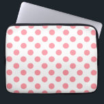 Funda Para Portátil Puntos de polka coral y blanco<br><div class="desc">Puntos de polka coral y blanco</div>