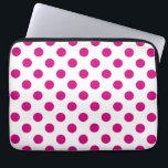Funda Para Portátil Puntos de polka de Fuchsia<br><div class="desc">Fuchsia y puntos de polka blanco</div>