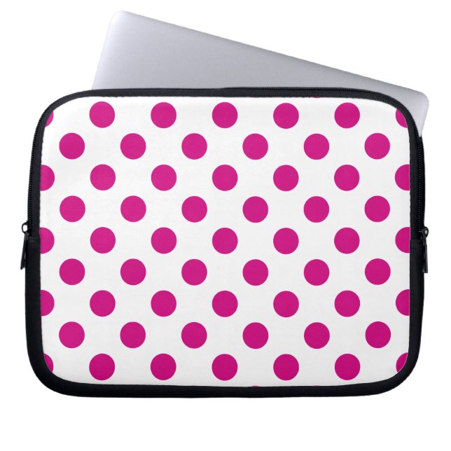 Funda Para Portátil Puntos de polka de Fuchsia (Frente)