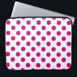 Funda Para Portátil Puntos de polka de Fuchsia<br><div class="desc">Fuchsia y puntos de polka blanco</div>