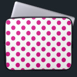 Funda Para Portátil Puntos de polka de Fuchsia<br><div class="desc">Fuchsia y puntos de polka blanco</div>