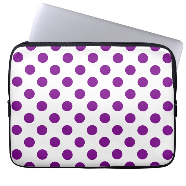 Funda Para Portátil Puntos de polka morado y blanco (Frente)