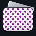 Funda Para Portátil Puntos de polka morado y blanco<br><div class="desc">Puntos de polka morado y blanco</div>