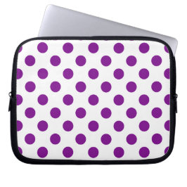 Funda Para Portátil Puntos de polka morado y blanco