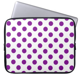 Funda Para Portátil Puntos de polka morado y blanco