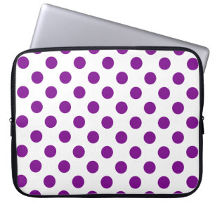Funda Para Portátil Puntos de polka morado y blanco
