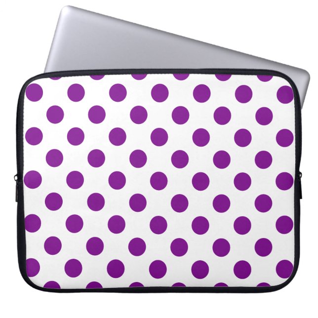 Funda Para Portátil Puntos de polka morado y blanco (Frente)