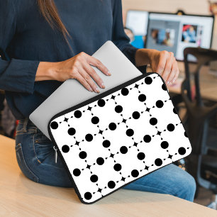 Funda Para Portátil Puntos de Polka Negro, Patrón de Punto de Polka, P