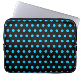 Funda Para Portátil Puntos de polka negros y acuáticos