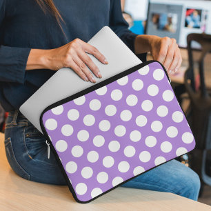 Funda Para Portátil Puntos de Polka Púrpura, Patrón De Punto De Polka,