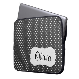 Funda Para Portátil Puntos de Polka Quillados con nombre