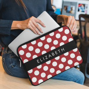 Funda Para Portátil Puntos de Polka Rojo, Patrón de Punto de Polka, Su