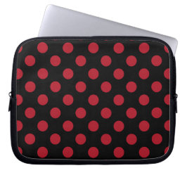 Funda Para Portátil Puntos de polka rojos y negros
