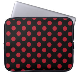 Funda Para Portátil Puntos de polka rojos y negros