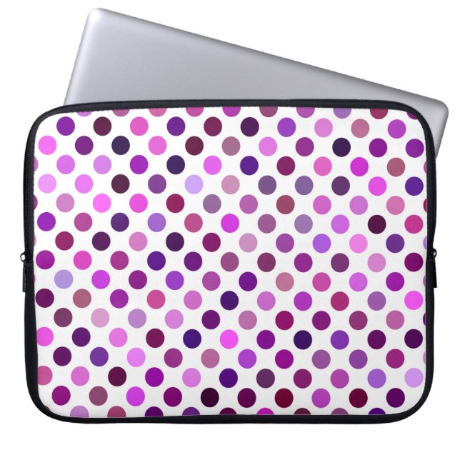 Funda Para Portátil Puntos de polka rosados y púrpura (Frente)