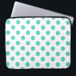 Funda Para Portátil Puntos de polka turquesa<br><div class="desc">Paquetes de polka turquesa sobre fondo blanco</div>