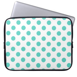 Funda Para Portátil Puntos de polka turquesa