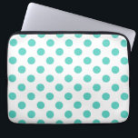 Funda Para Portátil Puntos de polka turquesa<br><div class="desc">Paquetes de polka turquesa sobre fondo blanco</div>