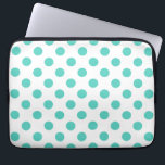 Funda Para Portátil Puntos de polka turquesa<br><div class="desc">Paquetes de polka turquesa sobre fondo blanco</div>