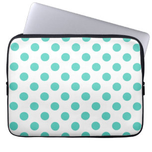 Funda Para Portátil Puntos de polka turquesa