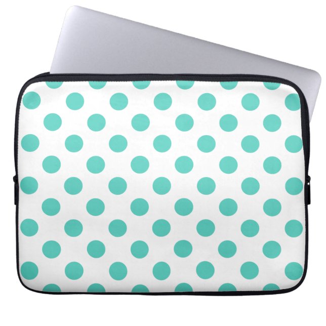 Funda Para Portátil Puntos de polka turquesa (Frente)