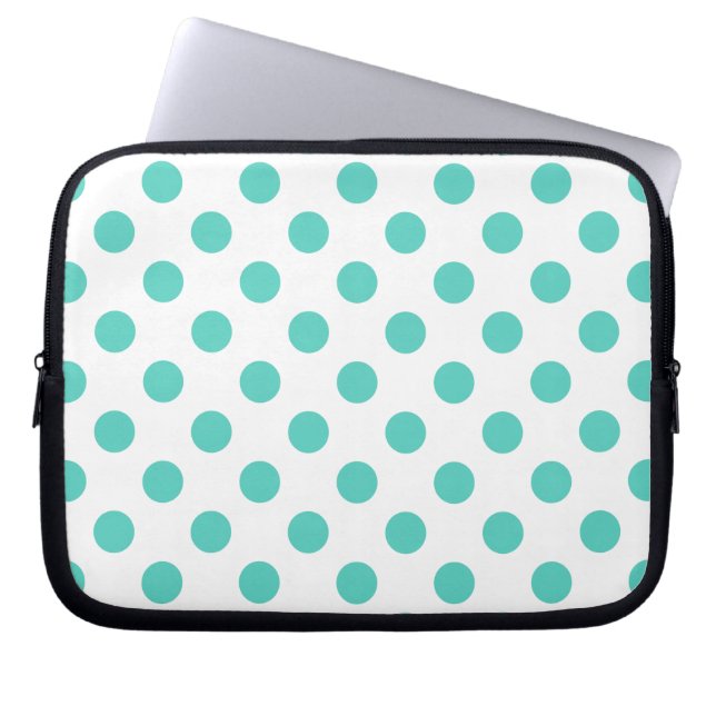 Funda Para Portátil Puntos de polka turquesa (Frente)