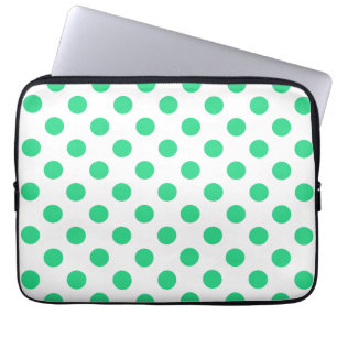 Funda Para Portátil Puntos de polka verdes y blancos