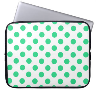 Funda Para Portátil Puntos de polka verdes y blancos