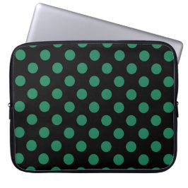 Funda Para Portátil Puntos de polka verdes y negros