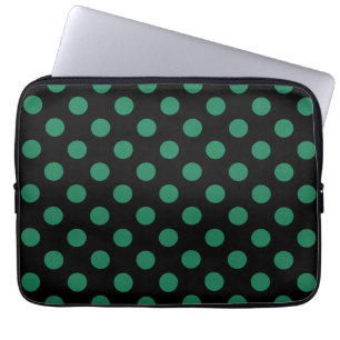 Funda Para Portátil Puntos de polka verdes y negros