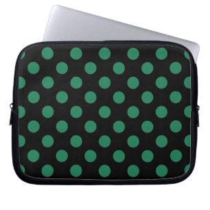 Funda Para Portátil Puntos de polka verdes y negros