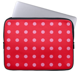Funda Para Portátil Puntos de Polka Vintage Color Rojo Rosa Retro Clás