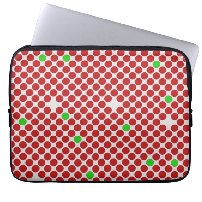Funda Para Portátil Puntos Diagonal Patrón gráfico Rojo Blanco Verde (Frente)
