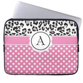 Funda Para Portátil Puntos femeninos y estampado de animales monograma