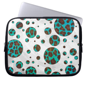 Funda Para Portátil Puntos PrintPolka Verde azulados y marrones leopar